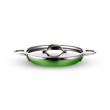BON CHEF Country French 2 Saute Pan/Skillet W/Cover Dbl Handle 10 1/8 X 1 7/8  1 Qt 20 Oz - Lime 71304-CF2-L